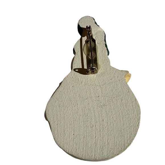 Clay Snowman with Sparkles Holiday Pin Brooch - Picture 4 of 5